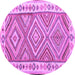 Round Machine Washable Southwestern Purple Country Area Rugs, wshcon2673pur