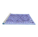 Sideview of Machine Washable Southwestern Blue Country Rug, wshcon2673blu