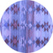 Round Southwestern Blue Country Rug, con2674blu