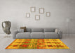 Machine Washable Southwestern Yellow Country Rug in a Living Room, wshcon2674yw