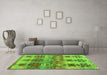 Machine Washable Southwestern Green Country Area Rugs in a Living Room,, wshcon2674grn