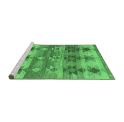 Sideview of Machine Washable Southwestern Emerald Green Country Area Rugs, wshcon2674emgrn