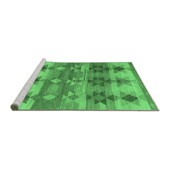 Sideview of Machine Washable Southwestern Emerald Green Country Area Rugs, wshcon2674emgrn