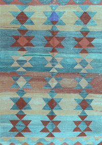 Southwestern Light Blue Country Rug, con2674lblu