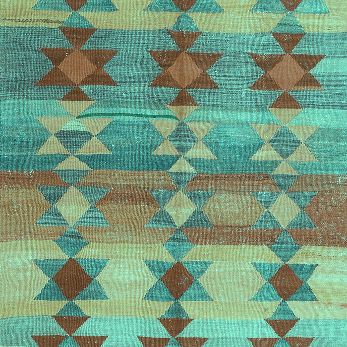 Machine Washable Southwestern Turquoise Country Area Rugs, wshcon2674turq