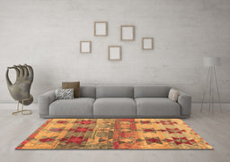Machine Washable Southwestern Brown Country Rug in a Living Room,, wshcon2674brn