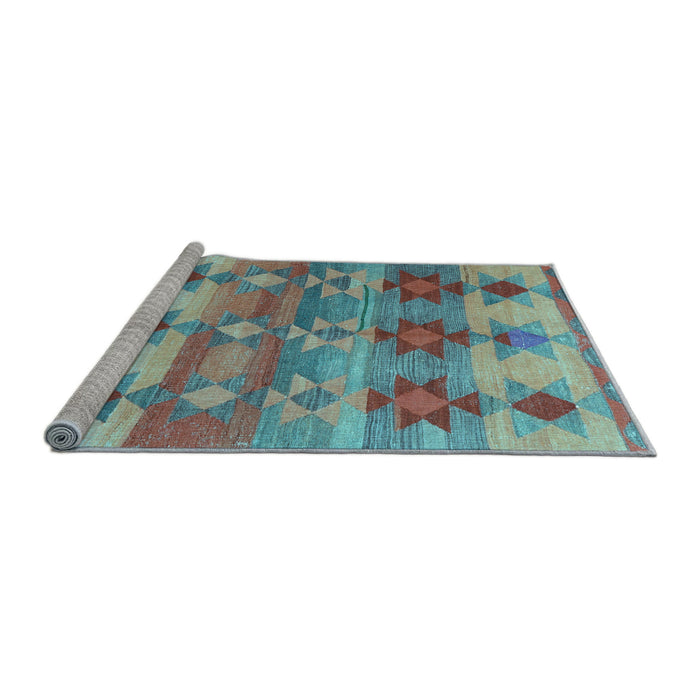 Sideview of Machine Washable Southwestern Light Blue Country Rug, wshcon2674lblu
