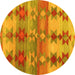 Round Southwestern Yellow Country Rug, con2674yw