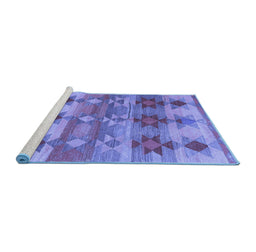 Sideview of Machine Washable Southwestern Blue Country Rug, wshcon2674blu