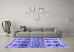 Machine Washable Southwestern Blue Country Rug in a Living Room, wshcon2674blu