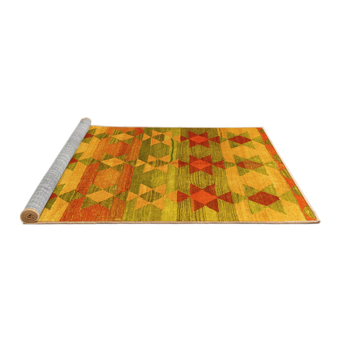 Sideview of Machine Washable Southwestern Yellow Country Rug, wshcon2674yw