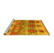 Sideview of Machine Washable Southwestern Yellow Country Rug, wshcon2674yw