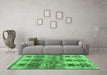 Machine Washable Southwestern Emerald Green Country Area Rugs in a Living Room,, wshcon2674emgrn