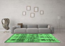 Machine Washable Southwestern Emerald Green Country Area Rugs in a Living Room,, wshcon2674emgrn
