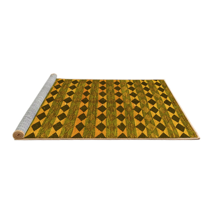 Sideview of Machine Washable Abstract Yellow Contemporary Rug, wshcon2675yw