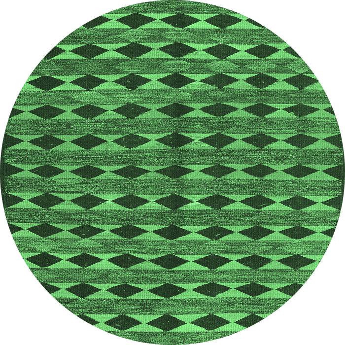 Round Abstract Emerald Green Contemporary Rug, con2675emgrn