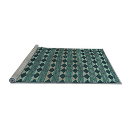Sideview of Machine Washable Abstract Light Blue Contemporary Rug, wshcon2675lblu