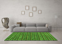 Machine Washable Abstract Green Contemporary Rug, wshcon2675grn