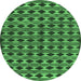 Round Machine Washable Abstract Emerald Green Contemporary Area Rugs, wshcon2675emgrn