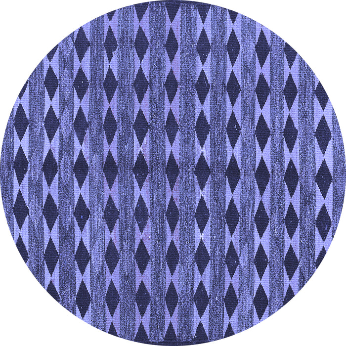 Round Abstract Blue Contemporary Rug, con2675blu