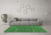 Machine Washable Abstract Emerald Green Contemporary Rug, wshcon2675emgrn