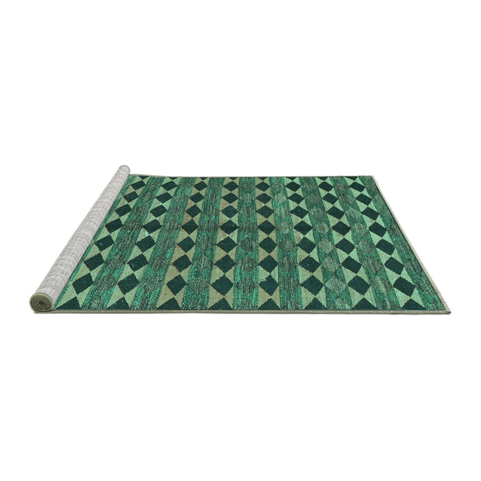 Sideview of Machine Washable Abstract Turquoise Contemporary Area Rugs, wshcon2675turq