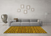 Machine Washable Abstract Yellow Contemporary Rug in a Living Room, wshcon2675yw