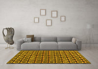 Machine Washable Abstract Yellow Contemporary Rug, wshcon2675yw