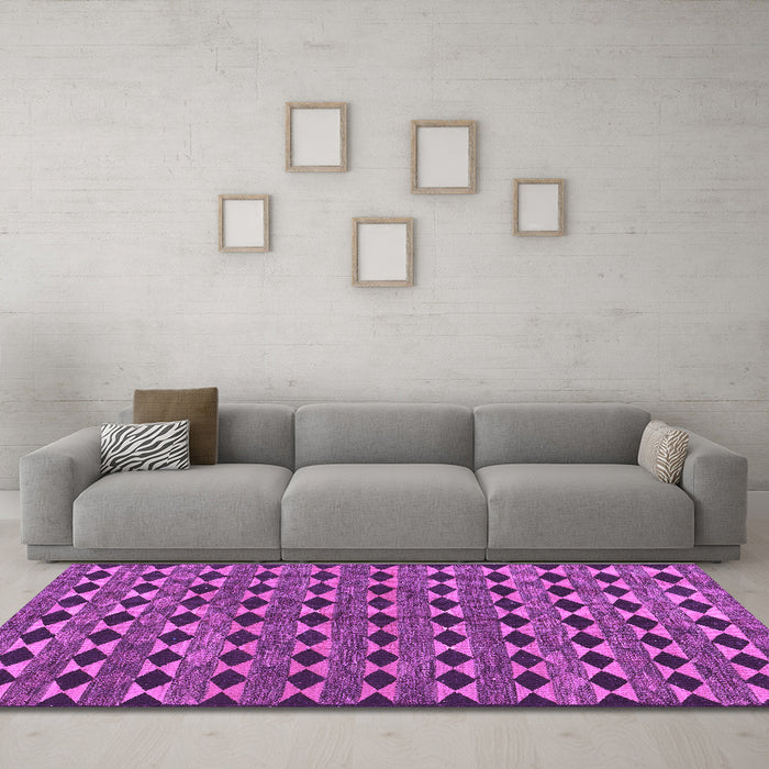 Machine Washable Abstract Purple Contemporary Area Rugs in a Living Room, wshcon2675pur