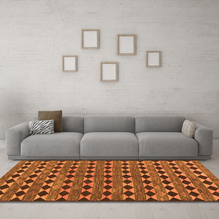 Machine Washable Abstract Orange Contemporary Area Rugs in a Living Room, wshcon2675org