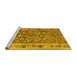 Sideview of Machine Washable Southwestern Yellow Country Rug, wshcon2676yw