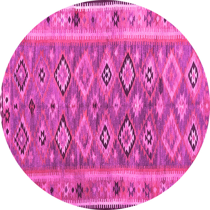 Round Machine Washable Southwestern Pink Country Rug, wshcon2676pnk