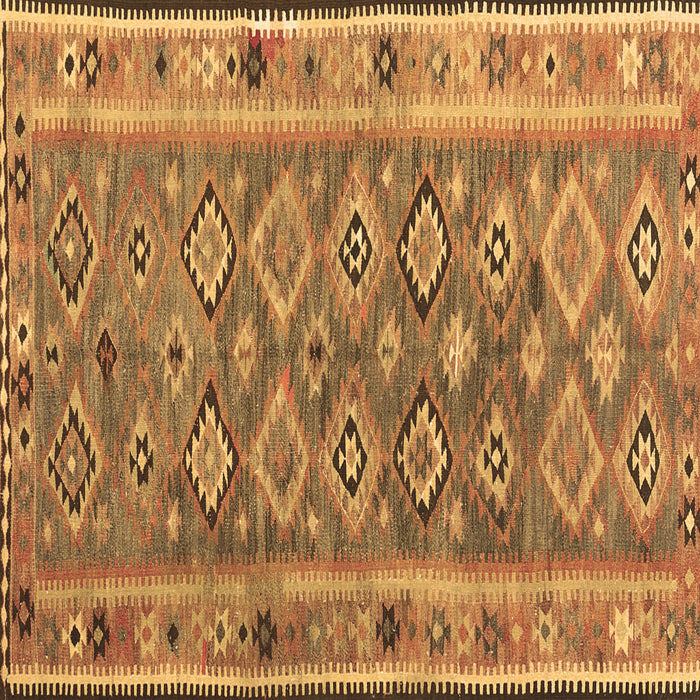 Square Machine Washable Southwestern Brown Country Rug, wshcon2676brn