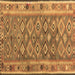 Square Machine Washable Southwestern Brown Country Rug, wshcon2676brn