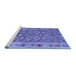 Sideview of Machine Washable Southwestern Blue Country Rug, wshcon2676blu