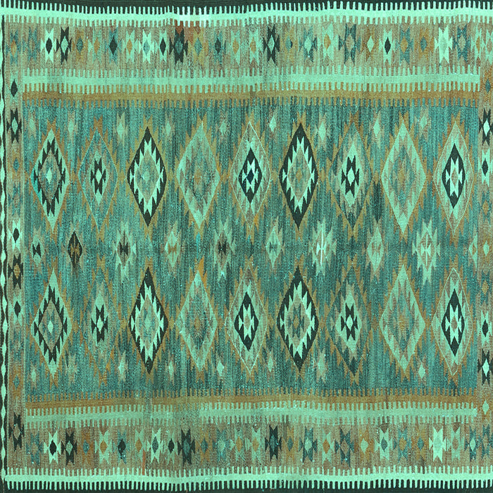 Square Southwestern Turquoise Country Rug, con2676turq