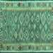 Square Southwestern Turquoise Country Rug, con2676turq