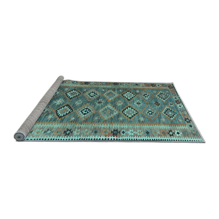Sideview of Machine Washable Southwestern Light Blue Country Rug, wshcon2676lblu