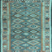 Square Machine Washable Southwestern Light Blue Country Rug, wshcon2676lblu