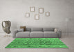 Machine Washable Southwestern Emerald Green Country Area Rugs in a Living Room,, wshcon2676emgrn