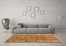 Machine Washable Southwestern Brown Country Rug in a Living Room,, wshcon2676brn