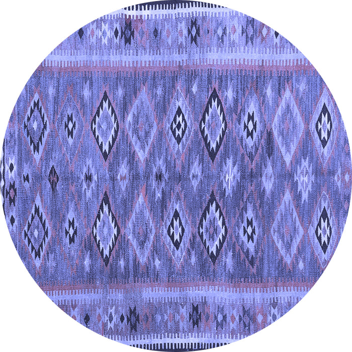 Round Southwestern Blue Country Rug, con2676blu