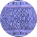 Round Southwestern Blue Country Rug, con2676blu