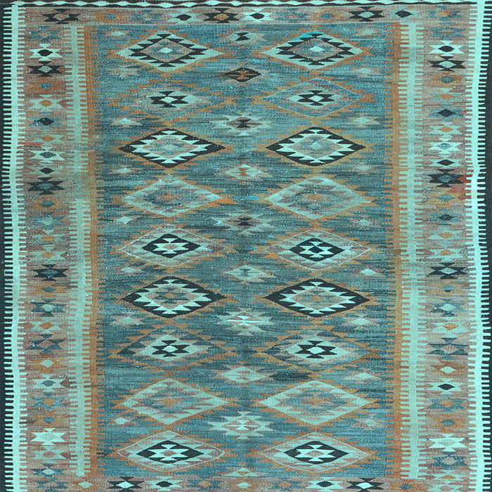 Square Southwestern Light Blue Country Rug, con2676lblu