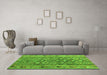 Machine Washable Southwestern Green Country Area Rugs in a Living Room,, wshcon2676grn