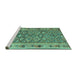 Sideview of Machine Washable Southwestern Turquoise Country Area Rugs, wshcon2676turq