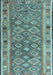 Machine Washable Southwestern Light Blue Country Rug, wshcon2676lblu