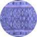 Round Machine Washable Southwestern Blue Country Rug, wshcon2676blu