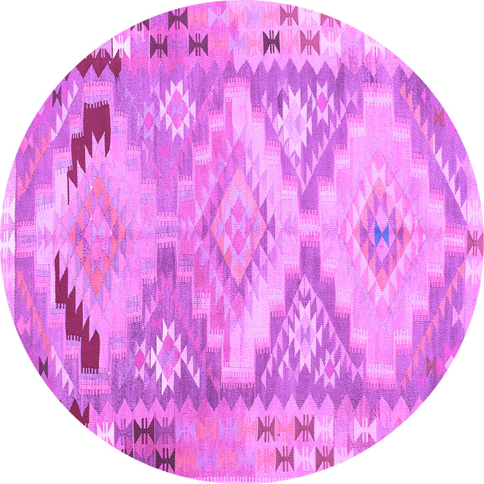 Round Machine Washable Southwestern Purple Country Area Rugs, wshcon2677pur
