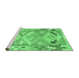 Sideview of Machine Washable Southwestern Emerald Green Country Area Rugs, wshcon2677emgrn